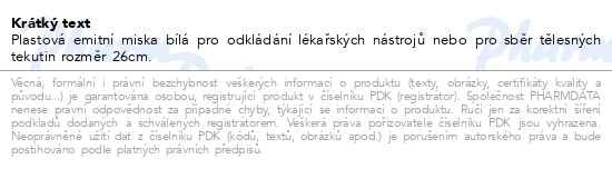 Příbalový leták - Miska na hnis z PH 26cm