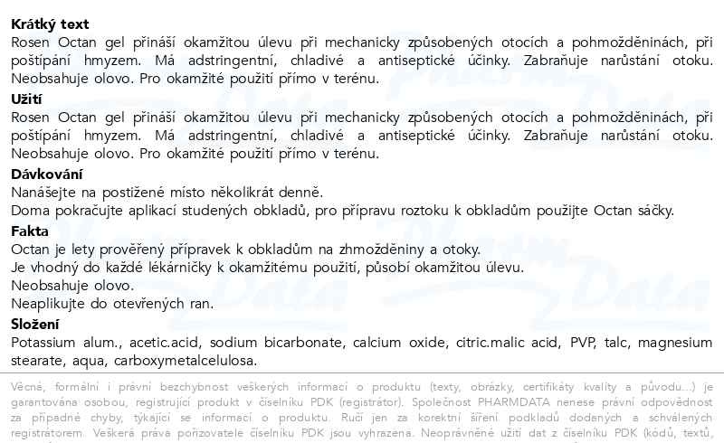 Příbalový leták - Rosen Octan gel 40g