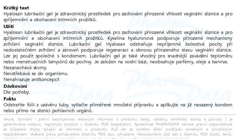 Příbalový leták - Hyalosan lubrikační gel 50ml Dr.Müller