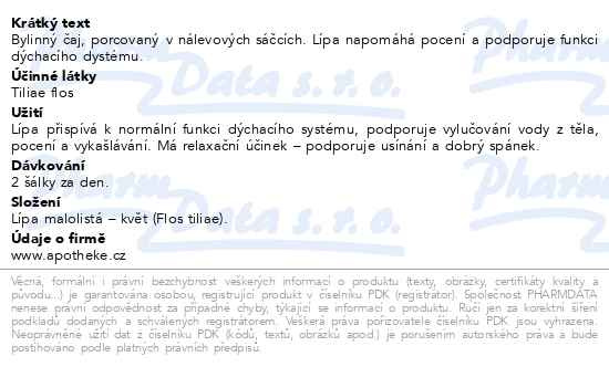 Příbalový leták - Apotheke Lípa květ čaj 20x1.5g