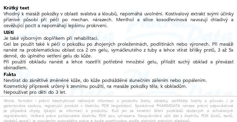 Příbalový leták - Alpa bylinný gel kostival 100ml