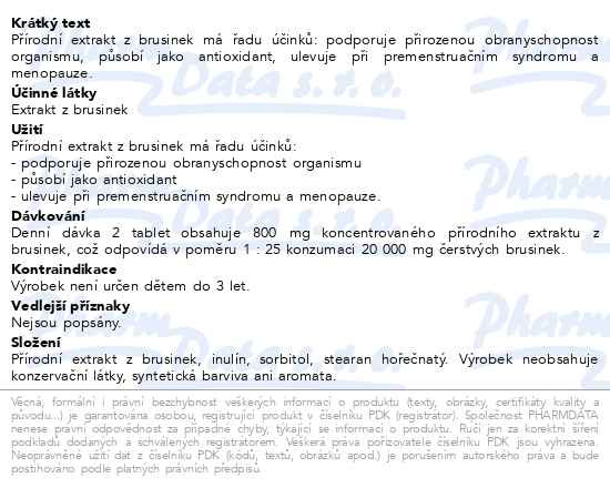 Příbalový leták - NATURVITA Brusinky - AKCE tbl.60+10