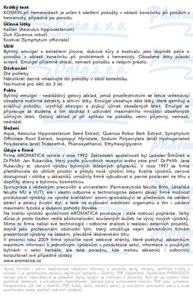 Příbalový leták - AROMATICA Kosmín při hemoroidech 25ml