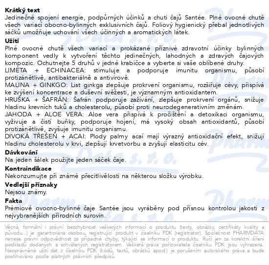 Příbalový leták - Santée MIX ovocno-bylinných čajů 20x2.5g