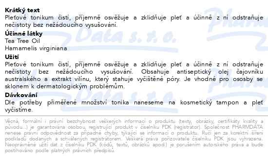 Příbalový leták - Tea Tree Oil pleťové tonikum 150ml Dr.Müller