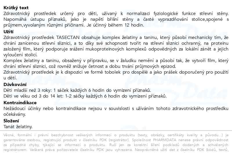 Příbalový leták - Tasectan KIDS 250mg 10sáčků