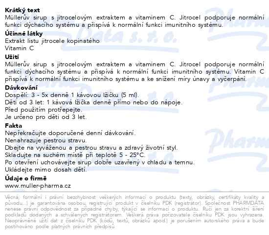 Příbalový leták - Müllerův sirup s jitrocelem a vitaminem C 245ml