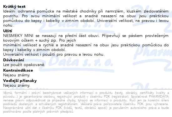 Příbalový leták - svorto 081 Nesmeky MINI vel.uni