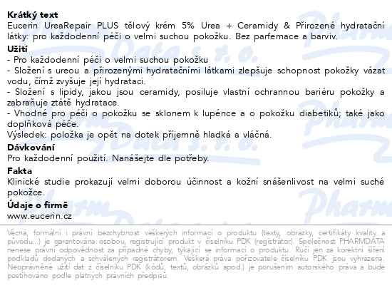 Příbalový leták - EUCERIN UreaRepair PLUS tělový krém 5%Urea 450ml