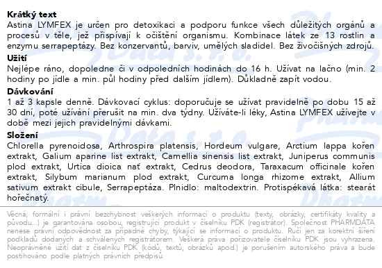 Příbalový leták - Astina LYMFEX cps.60