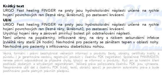 Příbalový leták - URGO FAST HEALING FINGER na prsty hydrok.nápl.8ks
