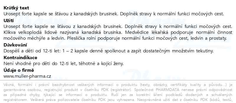 Příbalový leták - Urosept Forte cps.60 Dr.Müller
