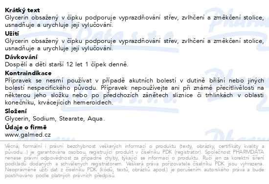 Příbalový leták - Suppositoria Glycerini 2.2g 10 čípků Galmed