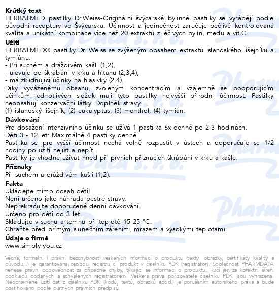 Příbalový leták - HerbalMed past. Dr.Weiss Isl.liš+tym+med+vitC 24+6