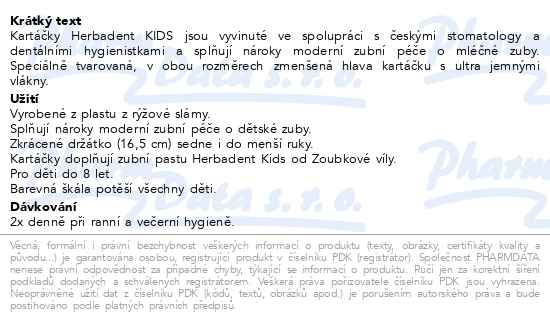 Příbalový leták - HERBADENT KIDS zubní kartáček do 8 let