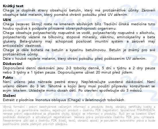 Příbalový leták - Allnature Chaga Rezavec šikmý cps.100
