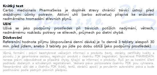 Příbalový leták - Carbo medicinalis PharmaSwiss tbl.20