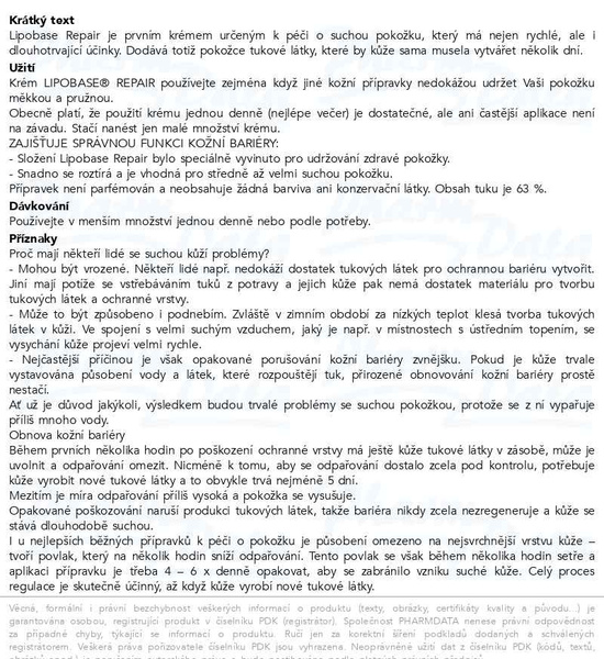 Příbalový leták - Lipobase Repair 30g