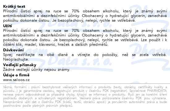 Příbalový leták - Saloos Dermsanit sprej 50ml