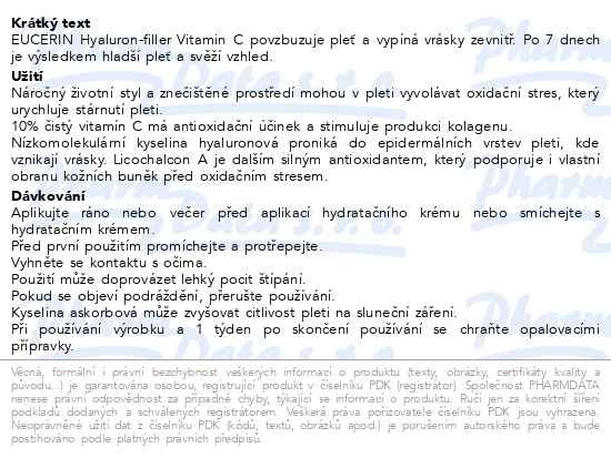 Příbalový leták - EUCERIN HYALURON-FILLER Vitamin C Booster 8ml