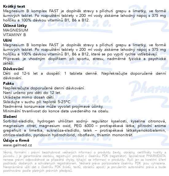 Příbalový leták - Magnesium B komplex FAST Galmed eff.tbl.20