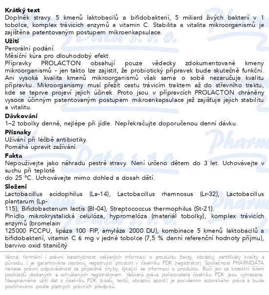 Příbalový leták - Prolacton PLUS 60 tobolek