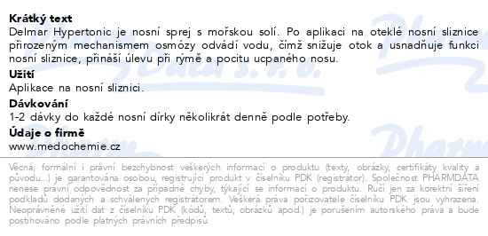 Příbalový leták - Delmar Hypertonic nosní sprej 50 ml