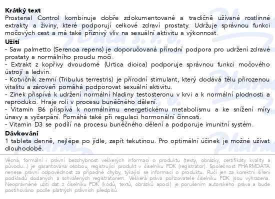 Příbalový leták - Walmark Prostenal Control tbl.30