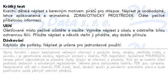 Příbalový leták - WUNDmed náplast dětská BOYS Piráti 10ks