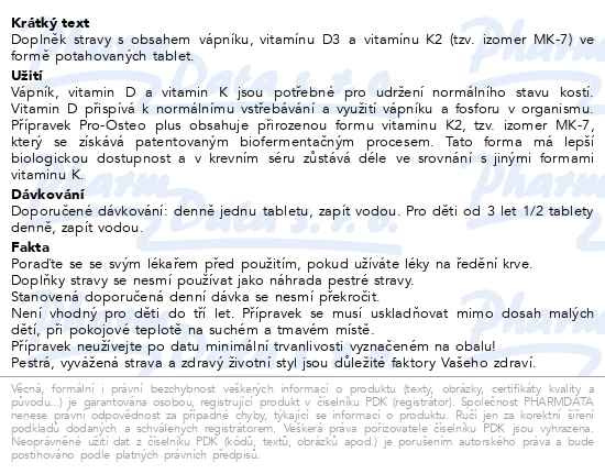 Příbalový leták - Pro-Osteo plus tbl.30 Generica