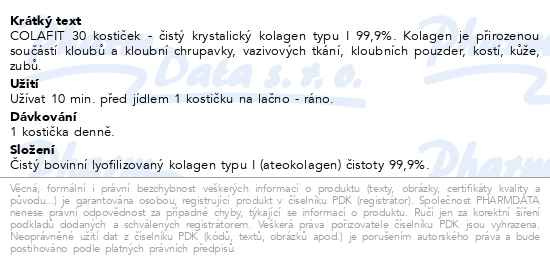 Příbalový leták - Colafit 30 kostiček