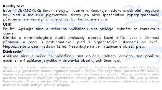 Příbalový leták - EUCERIN DermoPure sérum s trojitým účinkem 40ml