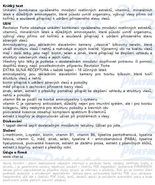 Příbalový leták - Revitalon Forte cps.90+30 zdarma