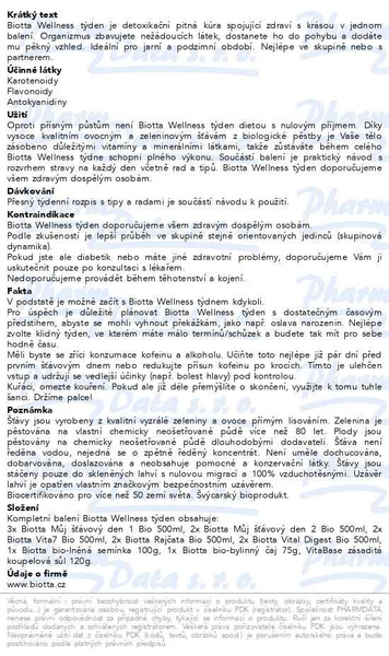 Příbalový leták - Biotta Wellness týden BIO