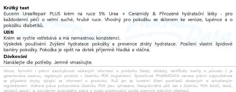 Příbalový leták - EUCERIN UreaRepair PLUS krém na ruce 5%Urea 75ml