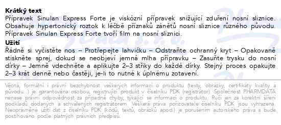 Příbalový leták - Walmark Sinulan Express Forte nosní sprej 15ml
