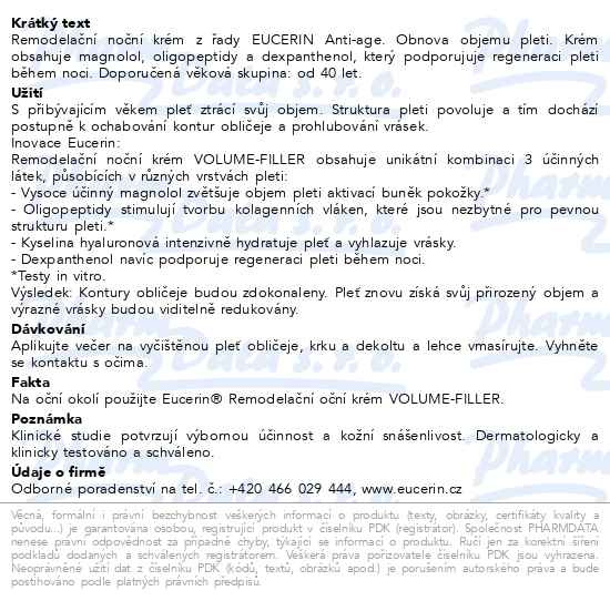 Příbalový leták - EUCERIN VOLUME-FILLER noční krém 50ml