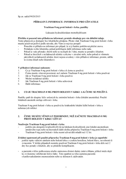 Příbalový leták (SUKL) - Trachisan 8mg proti bolesti v krku orm.pas.20x8mg