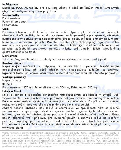 Příbalový leták - Dehinel plus XL a.u.v. tbl.2
