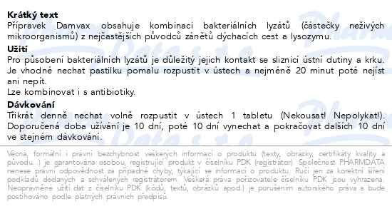 Příbalový leták - Damvax tbl.30