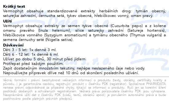 Příbalový leták - Phyteneo Vermophyt sirup 60ml