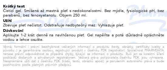 Příbalový leták - ISISPHARMA Teen Derm Gel sensitive 250ml