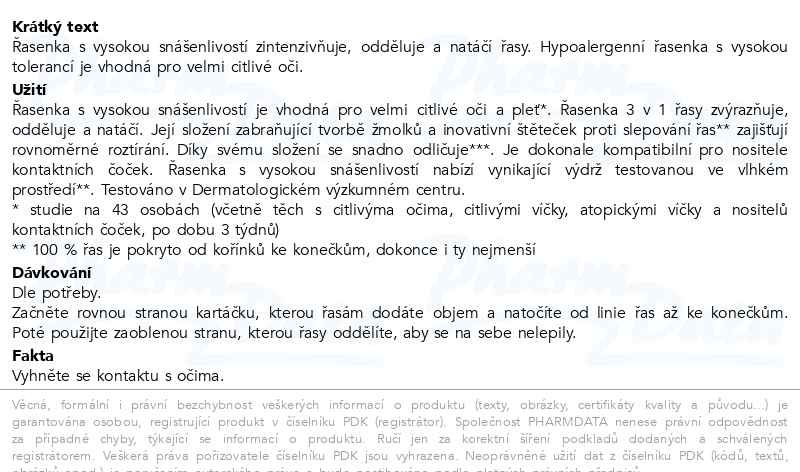 Příbalový leták - AVENE Couvrance Řasenka (citlivé oči) černá 7ml