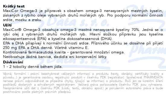 Příbalový leták - MaxiCor Omega-3 tbl.120+30 dárkové balení 2023