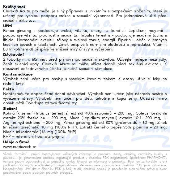 Příbalový leták - Clerex® Acute x 10 tobolek pro muže