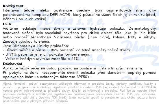 Příbalový leták - ISISPHARMA Neotone Body depigmentační mléko 100ml