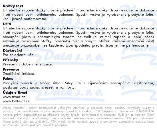Příbalový leták - Bella For Teens Panty Energy hygien.vložky 20ks