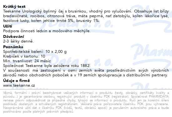 Příbalový leták - TEEKANNE Urologický čaj s brusinkou n.s.10x2g