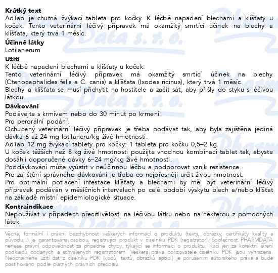 Příbalový leták - AdTab 12 mg žvýkací tablety pro kočky o hmotnosti 0,5–2,0 kg