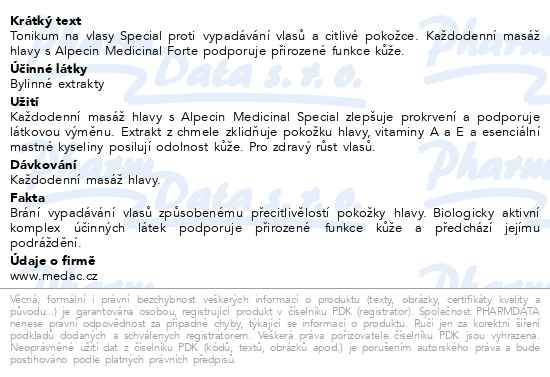 Příbalový leták - ALPECIN Medicinal SPECIAL tonikum 200ml